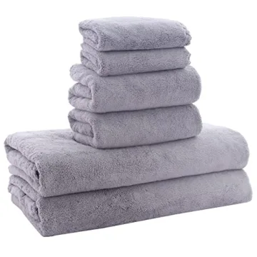MOONQUEEN Ultra Soft Towel Set - Quick Drying - 2 Bath Towels 2 Hand Towels 2 Washcloths - Microfibe...