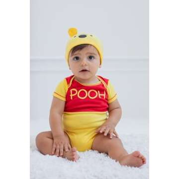 Disney Winnie the Pooh Infant Baby Boys Bodysuit and Hat Set 12 Months