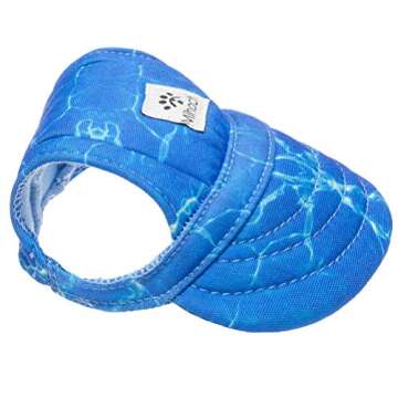 Dog Sun Hat, Pet Baseball Cap, Dogs Sport Hat/Visor Cap with Ear Holes and Chin Strap for Small to Medium Dogs Small, Ocean Wave