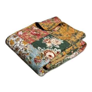 Greenland Home Antique Chic Quilted Patchwork Throw, 50" x 60" , Multicolor