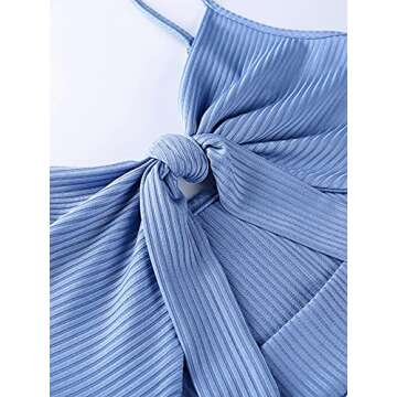 LYANER Women's Tie Knot Cut Out Side Split Hem Sleeveless Knit Bodycon Maxi Dress Blue Small