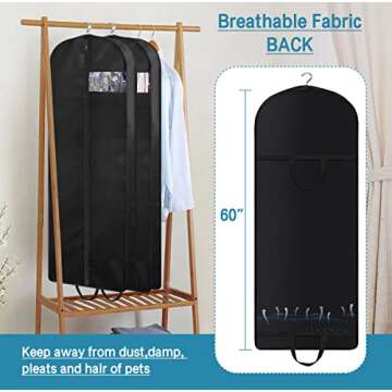 KIMBORA 60" Gusseted Garment Bags for Elegant Storage