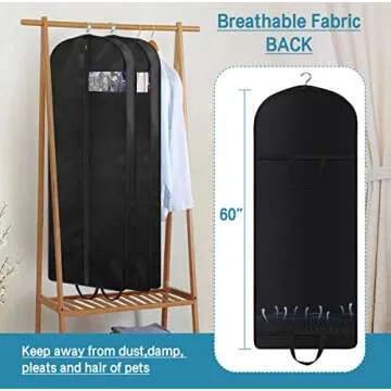KIMBORA 60" Gusseted Garment Bags for Elegant Storage