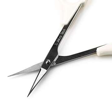 Humbee Eyebrow Scissors Self Care Tools Small Scissors for Facial, Nose, Eyebrow, Mustache, and Beard Hair Trimming & Grooming, Straight Edge, White Short Cap