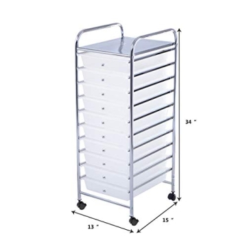 Giantex 10 Drawer Rolling Storage Cart for Crafting and Office