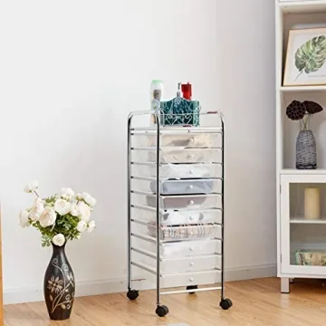 Giantex 10 Drawer Rolling Storage Cart for Crafting and Office