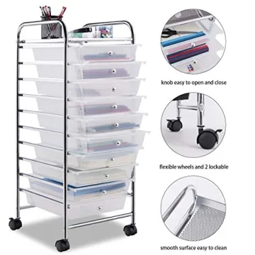Giantex 10 Drawer Rolling Storage Cart for Crafting and Office