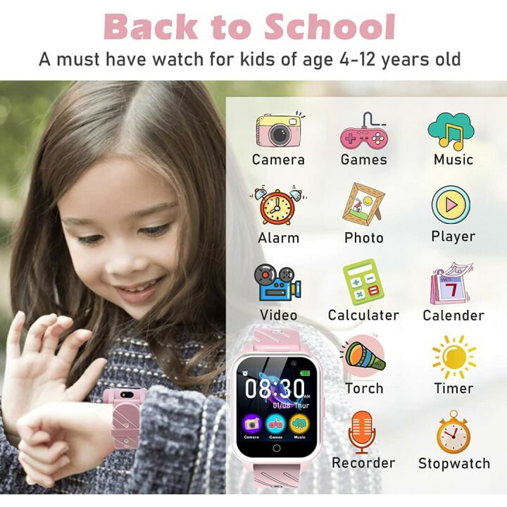 BAUISAN Kids Smart Watch - 17 Games & Dual Cameras