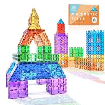 Lean & Grow Toys 110Pcs Magnetic Tiles Builders Pack Kids Magnetic Building Sets 3D Magnet Tile Buil...