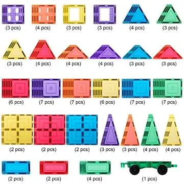 Lean & Grow Toys 110Pcs Magnetic Tiles Builders Pack Kids Magnetic Building Sets 3D Magnet Tile Building Blocks Construction Educational STEM Toys Gifts for Toddlers Boys Girls