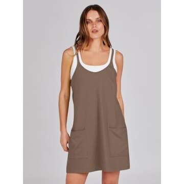 ANRABESS Women Summer Mini Romper Dress Workout Tennis Active Sports Athletic Outfits Built in Shorts Trendy Vacation Coffee X-Large