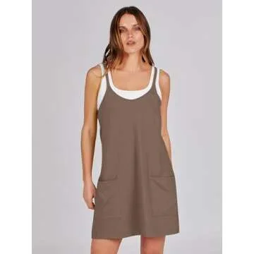 ANRABESS Women Summer Mini Romper Dress Workout Tennis Active Sports Athletic Outfits Built in Shorts Trendy Vacation Coffee X-Large