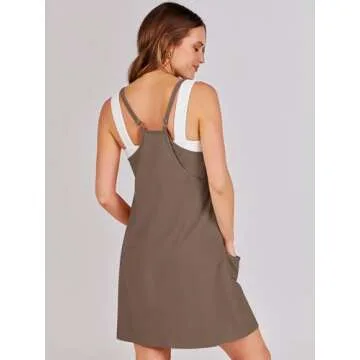 ANRABESS Women Summer Mini Romper Dress Workout Tennis Active Sports Athletic Outfits Built in Shorts Trendy Vacation Coffee X-Large