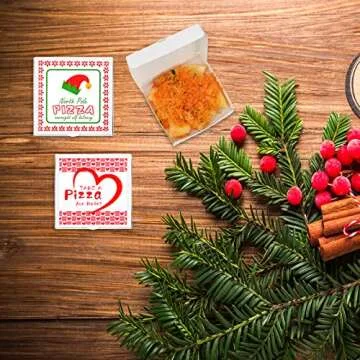 50 Pcs Elf Mini Pizza Box Christmas Pizza Box Square Cardboard Mini Pizza Box with Elf Sticker for Celebrations Party Favors Christmas Birthdays Valentines Day Weddings（3.54 x 3.54 x 0.78 inches)）