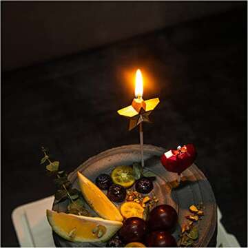 Saododku Birthday Candles, Star Shaped Gold Birthday Candles for Cake, 5pcs Metallic Color Stereo Shaping Cake Candles Set, Sparkler Candles for Birthday Cake, Happy Birthday Candles for Party