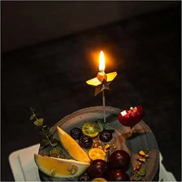 Saododku Birthday Candles, Star Shaped Gold Birthday Candles for Cake, 5pcs Metallic Color Stereo Shaping Cake Candles Set, Sparkler Candles for Birthday Cake, Happy Birthday Candles for Party