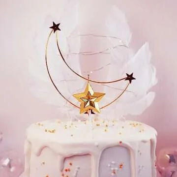 Saododku Birthday Candles, Star Shaped Gold Birthday Candles for Cake, 5pcs Metallic Color Stereo Shaping Cake Candles Set, Sparkler Candles for Birthday Cake, Happy Birthday Candles for Party