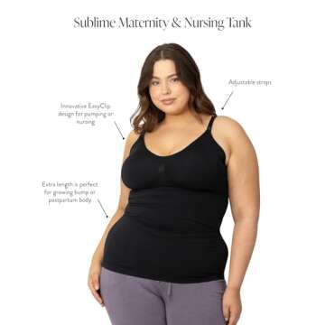Kindred Bravely Simply Sublime Maternity & Nursing Tank with Built-in Bra (Black, Large)