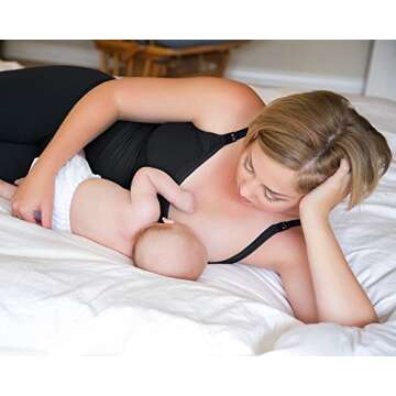 Kindred Bravely Simply Sublime Maternity & Nursing Tank with Built-in Bra (Black, Large)