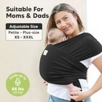KeaBabies Baby Wrap Carrier Ring Sling - Easy to Wear, Adjustable D-Lite Baby Carrier Newborn to Toddler, Infant Carrying Shirt, Hands Free Bonding, Breathable Fabric Wearing Wrap (Trendy Black)