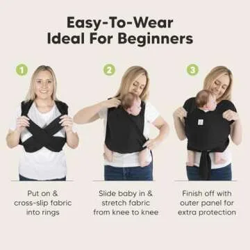 KeaBabies Baby Wrap Carrier Ring Sling - Easy to Wear, Adjustable D-Lite Baby Carrier Newborn to Toddler, Infant Carrying Shirt, Hands Free Bonding, Breathable Fabric Wearing Wrap (Trendy Black)
