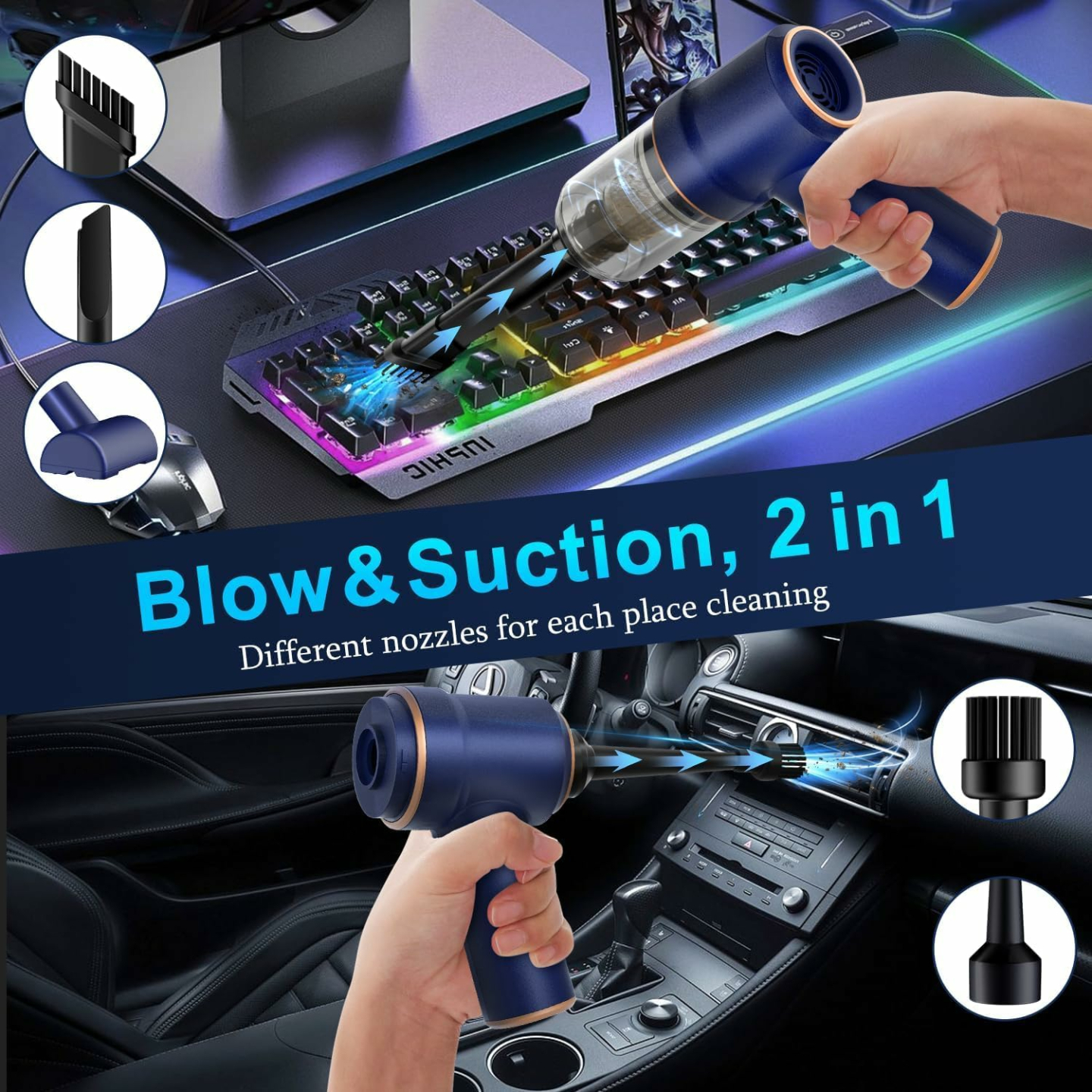 High Power Handheld Car Vacuum Cleaner with LED Light