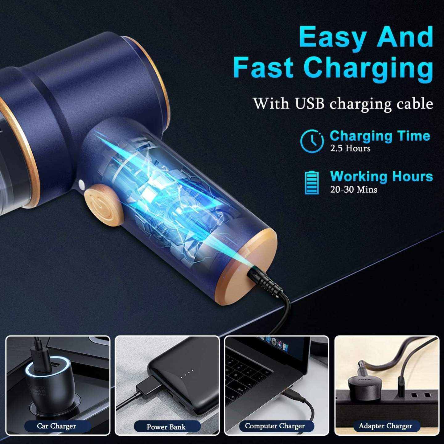 High Power Handheld Car Vacuum Cleaner with LED Light