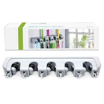 LETMY Broom Holder Wall Mounted - Mop and Broom Hanger Holder - Garage Storage Rack & Garden Tool Or...