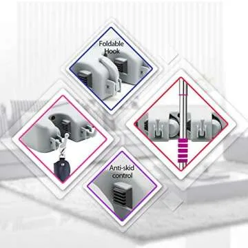 LETMY Broom Holder Wall Mounted - Mop and Broom Hanger Holder - Garage Storage Rack & Garden Tool Organizer - 5 Position 6 Hooks for Home, kitchen, Garden, Tools, Garage