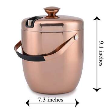malmo Ice Bucket - Double Walled Stainless Steel Ice Bucket - Wine Bucket with Tongs & Thickened Lid...
