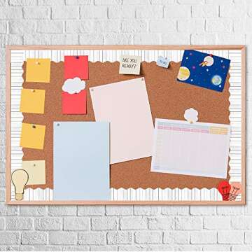 White Wood Border Trim - Bulletin Borders Stickers, 50 ft Back-to-School Decoration Borders for Bull...