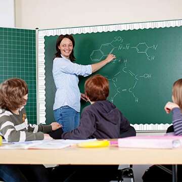 White Wood Border Trim - Bulletin Borders Stickers, 50 ft Back-to-School Decoration Borders for Bulletin Board/Black Board Trim, Teacher/Student Use for Classroom/School Decoration