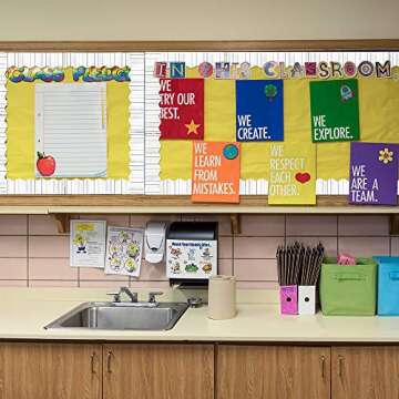 White Wood Border Trim - Bulletin Borders Stickers, 50 ft Back-to-School Decoration Borders for Bulletin Board/Black Board Trim, Teacher/Student Use for Classroom/School Decoration