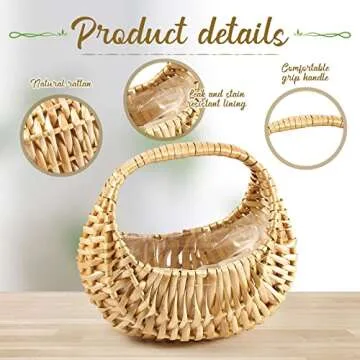 Rattan Half-moon Wicker Basket - Small Willow Straw Basket with Handle, Ideal for Wedding Flower Girl, Picnic, Garden Storage, and Home Decor(3 Pcs)