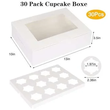 Moretoes 30pcs Cupcake Boxes with Inserts for Events
