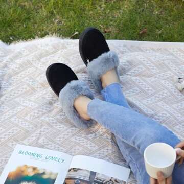 NineCiFun Cozy Suede Slip-on Slippers for All Seasons