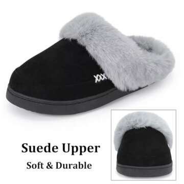 NineCiFun Cozy Suede Slip-on Slippers for All Seasons