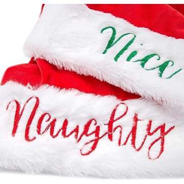 Blue Panda 2 Pack Naughty and Nice Christmas Santa Hats, Fun Festive Naughty Santa Hats for Xmas Party Celebrations, Winter Holiday Gatherings with Friends (Red)