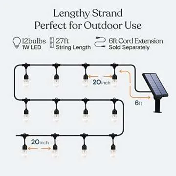Brightech Outdoor Solar String Lights - 27 Ft Commercial Grade
