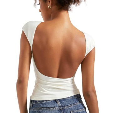 SUUKSESS Backless Crop Tops - Trendy Double Lined Y2K Tee