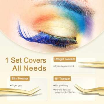 MORGLES Golden Lash Tweezers Set for Perfect Eyelash Extensions