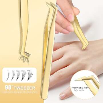 MORGLES Golden Lash Tweezers Set for Perfect Eyelash Extensions