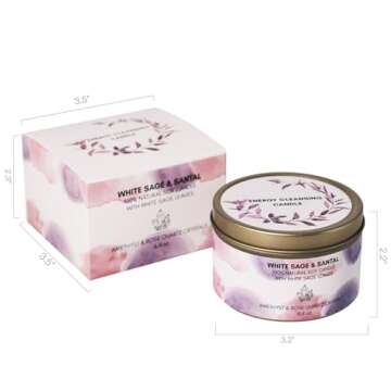Picki Nicki White Sage and Santal Smudge Candle with Rose Quartz and Amethyst Gemstone Crystals 7.8 ...