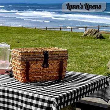 Lann's Linens - Rectangular Checkered Tablecloth - Premium Polyester Picnic Table Cover - Gingham Cloth Fabric