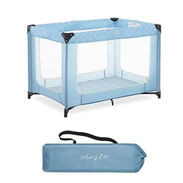 Dream On Me Zoom Portable Playard in Blue - Lightweight and Easy Setup for On-the-Go Parents.