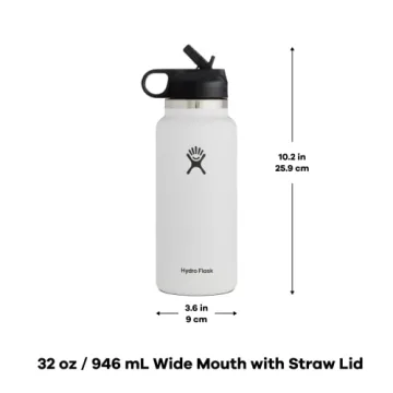 Hydro Flask 32 oz with Wide Mouth Straw Lid for All