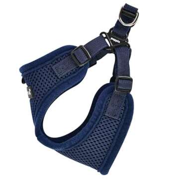 Puppia Dog Harness Comfort Mesh Step-in All Season No Pull No Choke Walking Training Adjustable Neck & Chest for Small & Medium Dog - Navy - M