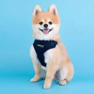 Puppia Dog Harness Comfort Mesh Step-in All Season No Pull No Choke Walking Training Adjustable Neck & Chest for Small & Medium Dog - Navy - M