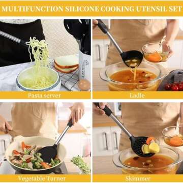 Kitchen Utensil Set-Silicone Cooking Utensils-46 Kitchen Gadgets & Spoons for Nonstick Cookware-Sili...