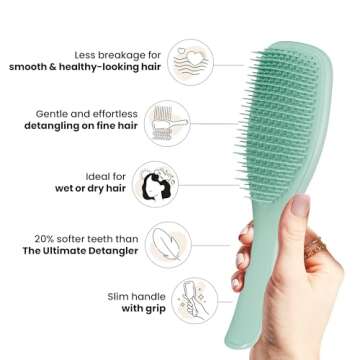 Tangle Teezer Ultimate Detangler Brush, Dry & Wet Hair Brush, Reduces Breakage for Color-Treated, Fine, & Fragile Hair Types, Marine Teal